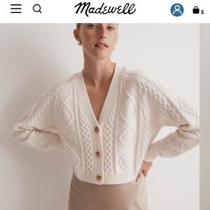 Madewell Cable-Knit Cropped Cardigan | Size: M